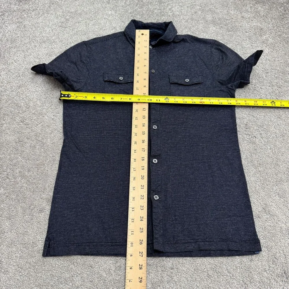 Banana Republic Luxury Touch Button Down Shirt Mens Medium Blue Jacquard Knit